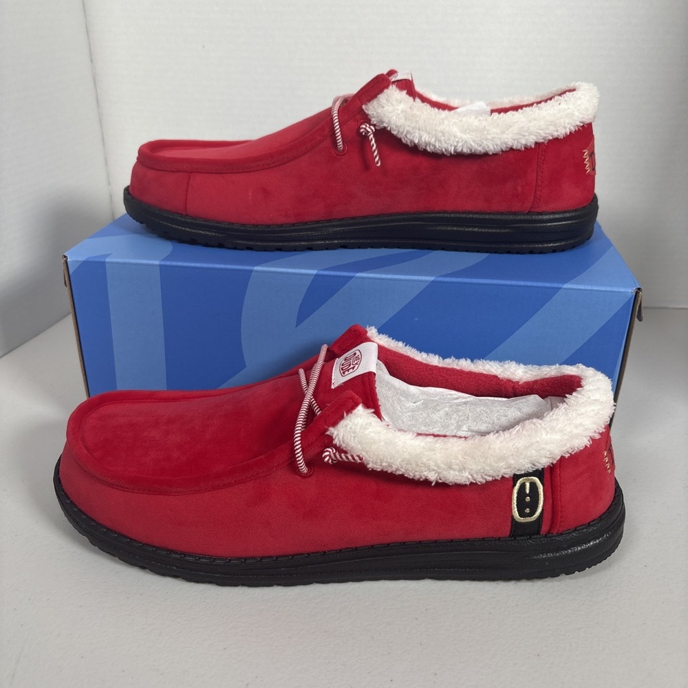 Hey Dude Wally Santa Claus Red Christmas Slip On Shoes Mens 14 45313-610 NIB